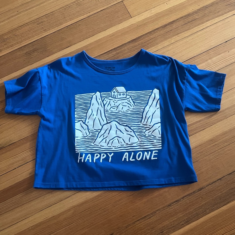 Stay Home Club Happy Alone crop loose tee